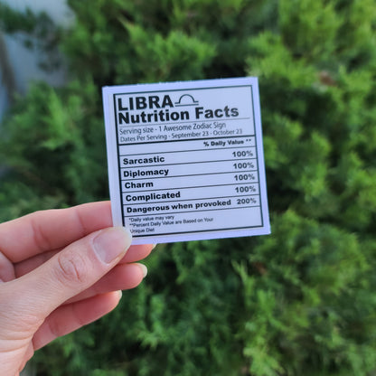 Libra Nutrition Facts Sticker